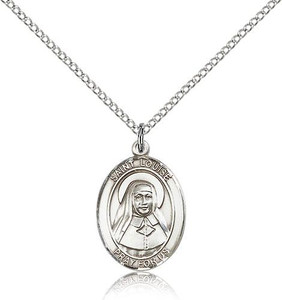 Sterling Silver St. Louise De Marillac Pendant, Lite Curb Chain, Medium Size Catholic Medal, 3/4" x 1/2" Sterling Silver St. Louise De Marillac Pendant, Lite Curb Chain, Medium Size Catholic Medal, 3/4" x 1/2"