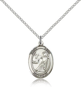 Sterling Silver St. Luke the Apostle Pendant, Lite Curb Chain, Medium Size Catholic Medal, 3/4" x 1/2" Sterling Silver St. Luke the Apostle Pendant, Lite Curb Chain, Medium Size Catholic Medal, 3/4" x 1/2"