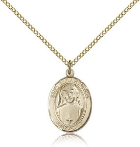 Gold Filled St. Maria Faustina Pendant, Gold Filled Lite Curb Chain, Medium Size Catholic Medal, 3/4" x 1/2" Gold Filled St. Maria Faustina Pendant, Gold Filled Lite Curb Chain, Medium Size Catholic Medal, 3/4" x 1/2"