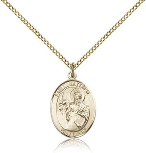 Gold Filled St. Matthew the Apostle Pendant, Gold Filled Lite Curb Chain, Medium Size Catholic Medal, 3/4" x 1/2" Gold Filled St. Matthew the Apostle Pendant, Gold Filled Lite Curb Chain, Medium Size Catholic Medal, 3/4" x 1/2"