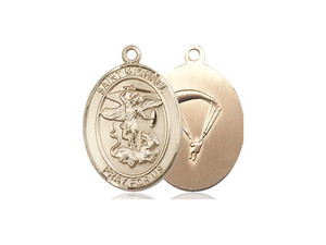Gold Filled St. Michael / Paratrooper Pendant, GF Lite Curb Chain, Medium Size Catholic Medal, 3/4" x 1/2" Gold Filled St. Michael / Paratrooper Pendant, GF Lite Curb Chain, Medium Size Catholic Medal, 3/4" x 1/2"