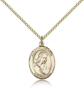 Gold Filled St. Philomena Pendant, Gold Filled Lite Curb Chain, Medium Size Catholic Medal, 3/4" x 1/2" Gold Filled St. Philomena Pendant, Gold Filled Lite Curb Chain, Medium Size Catholic Medal, 3/4" x 1/2"