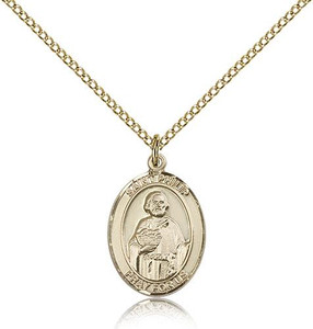 Gold Filled St. Philip Neri Pendant, Gold Filled Lite Curb Chain, Medium Size Catholic Medal, 3/4" x 1/2" Gold Filled St. Philip Neri Pendant, Gold Filled Lite Curb Chain, Medium Size Catholic Medal, 3/4" x 1/2"