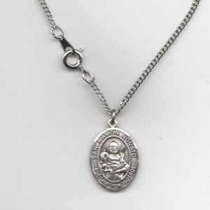 San Ramon o Raymon Nonato - Medalla Mediana de Plata Esterlina, 3/4" Forma Ovulo