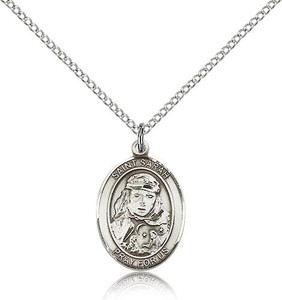 Sterling Silver St. Sarah Pendant, Lite Curb Chain, Medium Size Catholic Medal, 3/4" x 1/2" Sterling Silver St. Sarah Pendant, Lite Curb Chain, Medium Size Catholic Medal, 3/4" x 1/2"