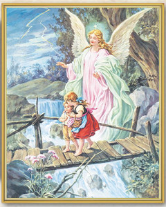 Guardian Angel Crossing the Bridge with Children Wall Plaque 810-350 Guardian Angel Crossing the Bridge with Children Wall Plaque 810-350