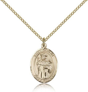 Gold Filled St. Casimir of Poland Pendant, Gold Filled Lite Curb Chain, Medium Size Catholic Medal, 3/4" x 1/2" Gold Filled St. Casimir of Poland Pendant, Gold Filled Lite Curb Chain, Medium Size Catholic Medal, 3/4" x 1/2"