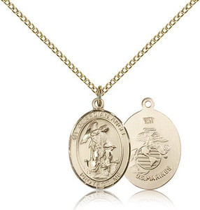 Gold Filled Guardian Angel / Marines Pendant, Gold Filled Lite Curb Chain, Medium Size Catholic Medal, 3/4" x 1/2" Gold Filled Guardian Angel / Marines Pendant, Gold Filled Lite Curb Chain, Medium Size Catholic Medal, 3/4" x 1/2"