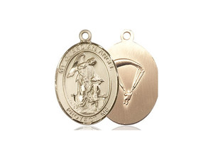 Gold Filled Guardian Angel/Paratrooper Pendant, GF Lite Curb Chain, Medium Size Catholic Medal, 3/4" x 1/2" Gold Filled Guardian Angel/Paratrooper Pendant, GF Lite Curb Chain, Medium Size Catholic Medal, 3/4" x 1/2"