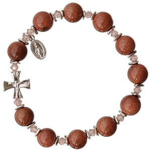 Rosary Bracelet with 10mm Gold Stone Beads, RBS13 Rosary Bracelet with 10mm Gold Stone Beads, RBS13