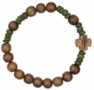 Rosary Bracelet with 8mm Wood Beads, RBS2B Rosary Bracelet with 8mm Wood Beads, RBS2B
