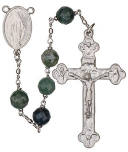 24" Chain-link Rosary with 8mm Jade Beads, R258 24" Chain-link Rosary with 8mm Jade Beads, R258
