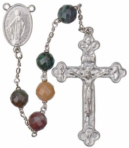 24" Chain-link Rosary with 8mm Multicolor Onyx Beads, R858 24" Chain-link Rosary with 8mm Multicolor Onyx Beads, R858