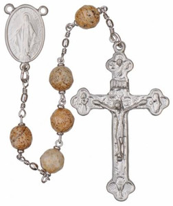 24" Chain-link Rosary with 8mm Jasper Beads, R1158 24" Chain-link Rosary with 8mm Jasper Beads, R1158