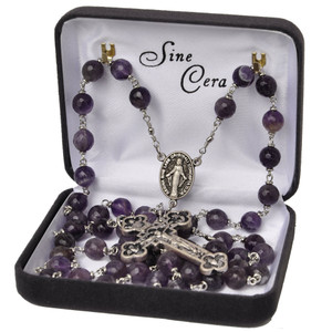 24" Chain-link Rosary with 8mm Amethyst Beads, R1458
