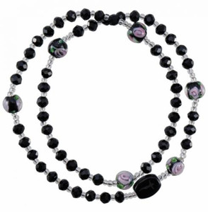 5 Decade Rosary Bracelet with 4mm Black Crystal Beads, RBS69 5 Decade Rosary Bracelet with 4mm Black Crystal Beads, RBS69