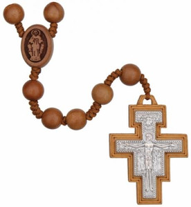21" Franciscan 7 Decade Rosary with 8 mm Jujube Wood Beads, R3572 21" Franciscan 7 Decade Rosary with 8 mm Jujube Wood Beads, R3572
