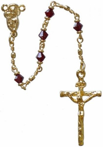 18" Chain-Link Rosary with 4mm Red Crystal Beads, R2654 18" Chain-Link Rosary with 4mm Red Crystal Beads, R2654