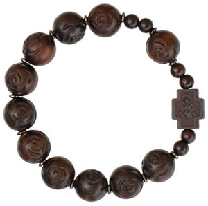Jujube Wood 13mm Rose-Cut Beads Rosary Bracelet RBS3I Jujube Wood 13mm Rose-Cut Beads Rosary Bracelet RBS3I