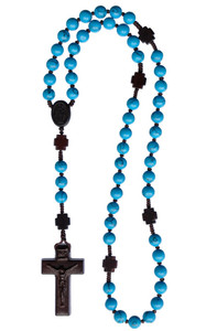 Turquoise 8mm Bead Jujube Wood Rosary R4158 Turquoise 8mm Bead Jujube Wood Rosary R4158
