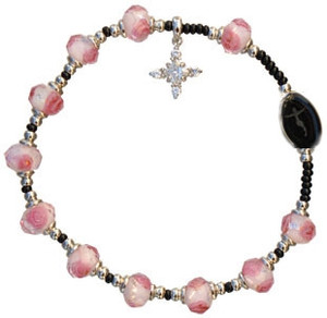 Rose 8mm Murano Glass Bead Rosary Bracelet RBA10