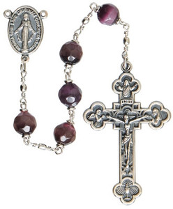 Rosary 5 Decade Cats Eye Purple 8mm Bead RCE22 Rosary 5 Decade Cats Eye Purple 8mm Bead RCE22