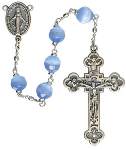Rosary 5 Decade Cats Eye Blue 8mm Beads RCE25 Rosary 5 Decade Cats Eye Blue 8mm Beads RCE25