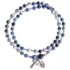 4mm Genuine Blue Sodalite Twist Rosary Bracelet RBS82