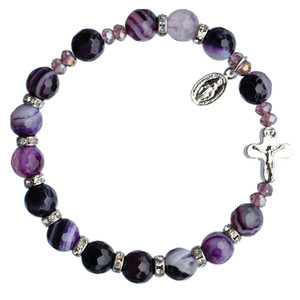 8mm Genuine Purple Agate Rosary Bracelet RBS45 8mm Genuine Purple Agate Rosary Bracelet RBS45