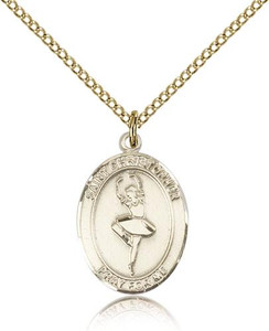 Gold Filled St. Christopher/Dance Pendant, GF Lite Curb Chain, Medium Size Catholic Medal, 3/4" x 1/2" Gold Filled St. Christopher/Dance Pendant, GF Lite Curb Chain, Medium Size Catholic Medal, 3/4" x 1/2"