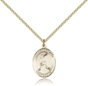 Gold Filled St. Sebastian/Baseball Pendant, GF Lite Curb Chain, Medium Size Catholic Medal, 3/4" x 1/2" Gold Filled St. Sebastian/Baseball Pendant, GF Lite Curb Chain, Medium Size Catholic Medal, 3/4" x 1/2"