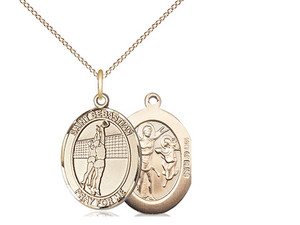 Gold Filled St. Sebastian / Fishing Pendant, GF Lite Curb Chain, Medium Size Catholic Medal, 3/4" x 1/2"