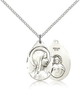 Sterling Silver Sorrowful Mother Pendant, Lite Curb Chain, 7/8" x 1/2" Sterling Silver Sorrowful Mother Pendant, Lite Curb Chain, 7/8" x 1/2"