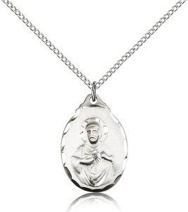 Sterling Silver Scapular Pendant, Lite Curb Chain, 7/8" x 1/2" Sterling Silver Scapular Pendant, Lite Curb Chain, 7/8" x 1/2"