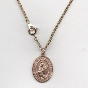 San Martin Caballero (de Tours)- Medalla Mediana de Oro, 3/4" Forma Ovulo