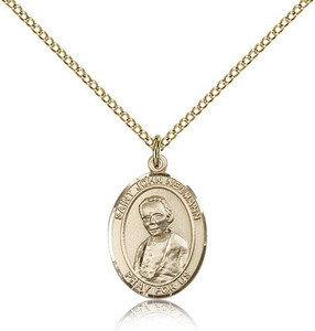 Gold Filled St. John Neumann Pendant, Gold Filled Lite Curb Chain, Medium Size Catholic Medal, 3/4" x 1/2" Gold Filled St. John Neumann Pendant, Gold Filled Lite Curb Chain, Medium Size Catholic Medal, 3/4" x 1/2"