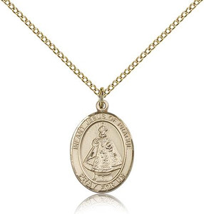 Gold Filled Infant of Prague Pendant, Gold Filled Lite Curb Chain, Medium Size Catholic Medal, 3/4" x 1/2" Gold Filled Infant of Prague Pendant, Gold Filled Lite Curb Chain, Medium Size Catholic Medal, 3/4" x 1/2"