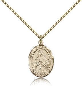 Gold Filled St. Maria Goretti Pendant, Gold Filled Lite Curb Chain, Medium Size Catholic Medal, 3/4" x 1/2" Gold Filled St. Maria Goretti Pendant, Gold Filled Lite Curb Chain, Medium Size Catholic Medal, 3/4" x 1/2"