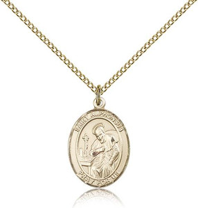 Gold Filled St. Alphonsus Pendant, Gold Filled Lite Curb Chain, Medium Size Catholic Medal, 3/4" x 1/2" Gold Filled St. Alphonsus Pendant, Gold Filled Lite Curb Chain, Medium Size Catholic Medal, 3/4" x 1/2"