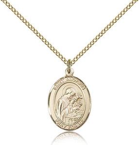 Gold Filled St. Aloysius Gonzaga Pendant, Gold Filled Lite Curb Chain, Medium Size Catholic Medal, 3/4" x 1/2" Gold Filled St. Aloysius Gonzaga Pendant, Gold Filled Lite Curb Chain, Medium Size Catholic Medal, 3/4" x 1/2"