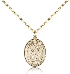 Gold Filled St. Dominic Savio Pendant, Gold Filled Lite Curb Chain, Medium Size Catholic Medal, 3/4" x 1/2" Gold Filled St. Dominic Savio Pendant, Gold Filled Lite Curb Chain, Medium Size Catholic Medal, 3/4" x 1/2"