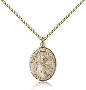Gold Filled San Juan De La Cruz Pendant, Gold Filled Lite Curb Chain, Medium Size Catholic Medal, 3/4" x 1/2" Gold Filled San Juan De La Cruz Pendant, Gold Filled Lite Curb Chain, Medium Size Catholic Medal, 3/4" x 1/2"