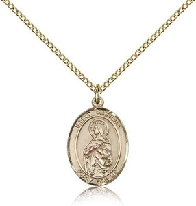 Gold Filled St. Matilda Pendant, Gold Filled Lite Curb Chain, Medium Size Catholic Medal, 3/4" x 1/2" Gold Filled St. Matilda Pendant, Gold Filled Lite Curb Chain, Medium Size Catholic Medal, 3/4" x 1/2"