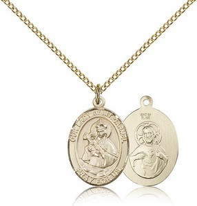 Gold Filled Our Lady of Mount Carmel Pendant, Gold Filled Lite Curb Chain, Medium Size Catholic Medal, 3/4" x 1/2" Gold Filled Our Lady of Mount Carmel Pendant, Gold Filled Lite Curb Chain, Medium Size Catholic Medal, 3/4" x 1/2"