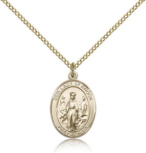Gold Filled Our Lady of Knock Pendant, Gold Filled Lite Curb Chain, Medium Size Catholic Medal, 3/4" x 1/2" Gold Filled Our Lady of Knock Pendant, Gold Filled Lite Curb Chain, Medium Size Catholic Medal, 3/4" x 1/2"