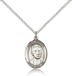 Sterling Silver St. Eugene de Mazenod Pendant, Lite Curb Chain, Medium Size Catholic Medal, 3/4" x 1/2" Sterling Silver St. Eugene de Mazenod Pendant, Lite Curb Chain, Medium Size Catholic Medal, 3/4" x 1/2"