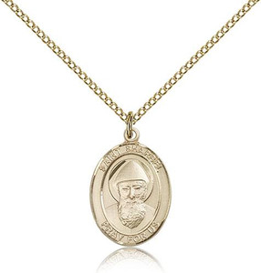 Gold Filled St. Sharbel Pendant, Gold Filled Lite Curb Chain, Medium Size Catholic Medal, 3/4" x 1/2" Gold Filled St. Sharbel Pendant, Gold Filled Lite Curb Chain, Medium Size Catholic Medal, 3/4" x 1/2"