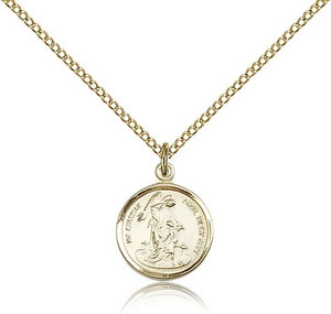 Gold Filled Guardian Angel Pendant, Gold Filled Lite Curb Chain, 5/8" x 1/2" Gold Filled Guardian Angel Pendant, Gold Filled Lite Curb Chain, 5/8" x 1/2"