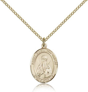 Gold Filled St. Basil the Great Pendant, Gold Filled Lite Curb Chain, Medium Size Catholic Medal, 3/4" x 1/2" Gold Filled St. Basil the Great Pendant, Gold Filled Lite Curb Chain, Medium Size Catholic Medal, 3/4" x 1/2"