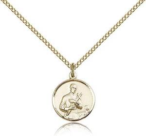 Gold Filled St. Gerard Pendant, Gold Filled Lite Curb Chain, 5/8" x 1/2" Gold Filled St. Gerard Pendant, Gold Filled Lite Curb Chain, 5/8" x 1/2"